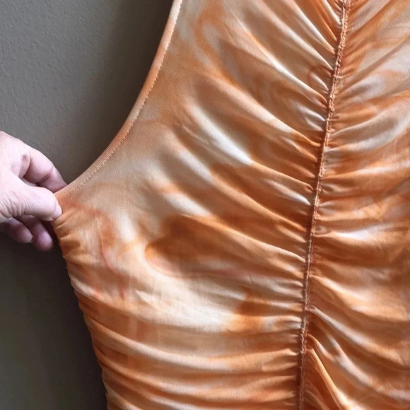 House of Harlow 1960 creamsicle ruched draped bodycon dress Small New with tags - Picture 5 of 10
